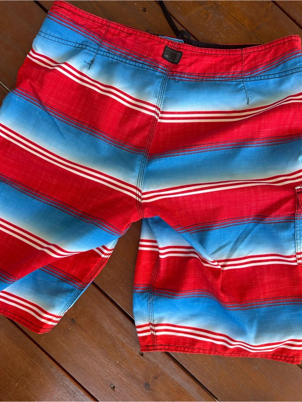 O'Neill Red and Blue Striped Board Shorts